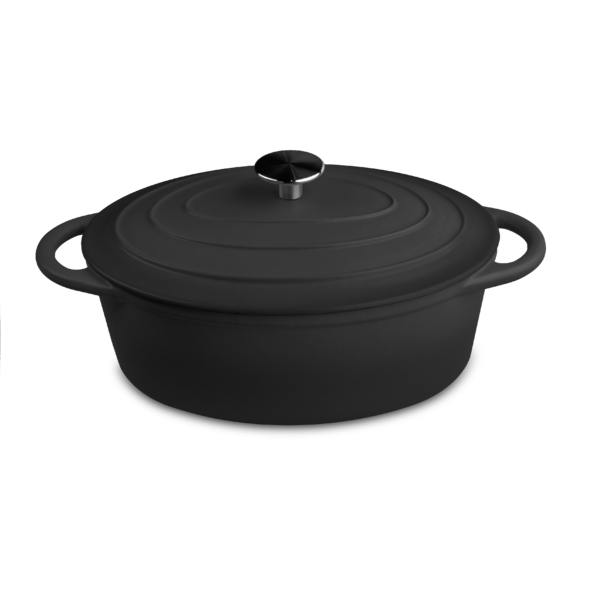 OUTR - Oval casserole satin black dia 29 cm